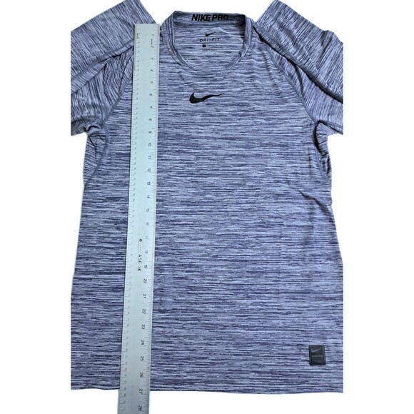 Nike Pro Drifit Mens Medium Performance Long Sleeve Heather Blue Gray Tshirt - Picture 10 of 11